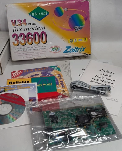 Zoltrix V.34 Plus Fax Modem 33600 VINTAGE PC Computer Replacement Dial Up Modem