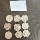 Set 9 Silver Quarters 90% Silver  1964 Quarters 1942-1954 lot  #24