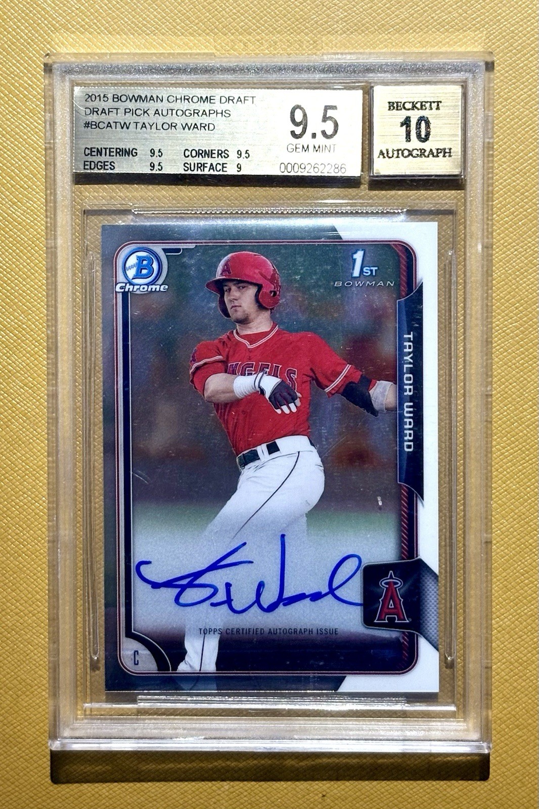 2015 Bowman Chrome Draft Taylor Ward 1st Auto #BCATW BGS 9.5 GEM MINT Auto 10