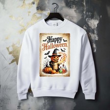 Fall Season Halloween Spooky Pumpkin Haunted Whimsical Graphic Cozy Sweatshirt