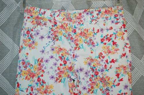 Girls PURPLE S/S T-SHIRT Jeggings Pants FLOWERS White Yellow Coral L 12-14 - Picture 5 of 5