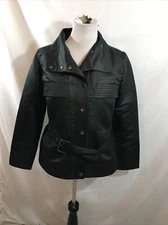 Eivissa black lightweight snap front jacket with belt - womens medium