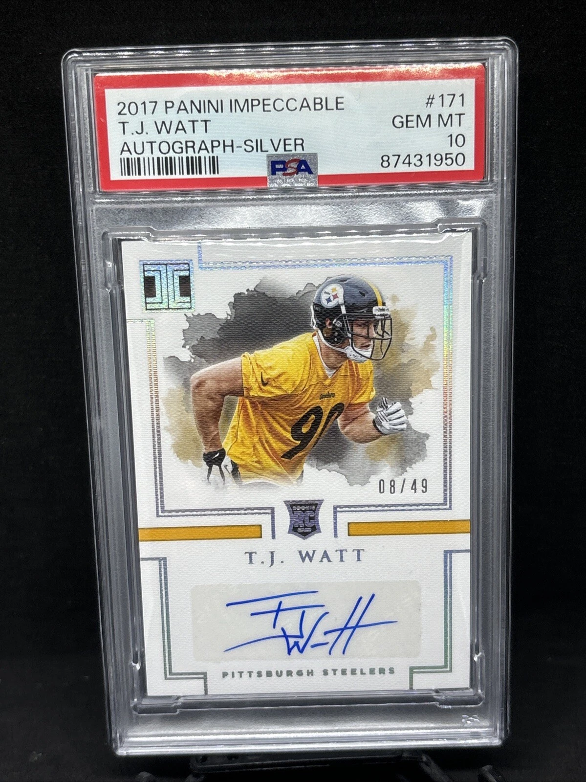 TJ Watt Panini Impeccable #171 Autograph-Silver