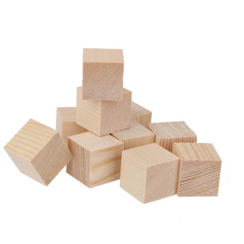 1 Inch Wooden Cubes, 10Pcs Unfinished Wooden Blocks, Math