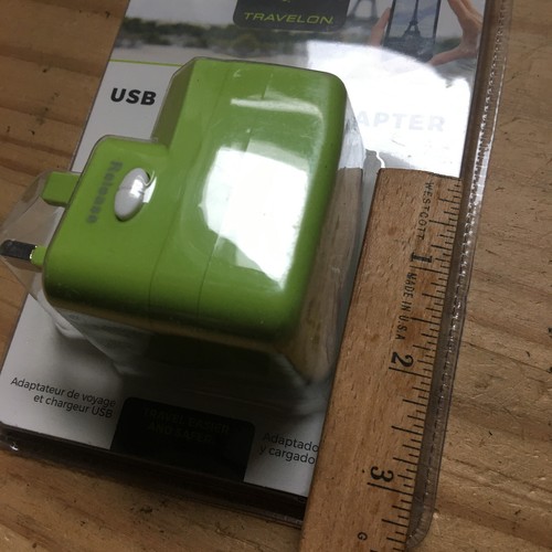 Travelon Worldwide Green USB 1A Charger & Adapter Max 750W Travel easy 110V/220V - Picture 6 of 6