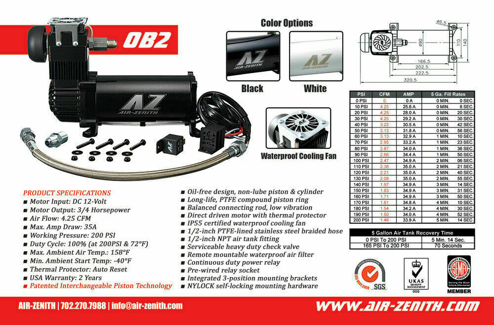 アロ子 Air Zenith OB2 Air Compressor GEN 2 200PSI Air Fast