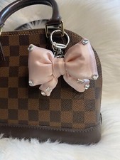 Pink Bow Plush Keychain Cute Pom Pom Keyring Key Chain Bag Charm Bling Rhineston