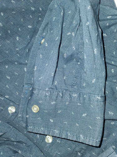 Sonoma blaues Langarm Kragen Button-Down Freizeithemd Gr. XL Blattmuster - Bild 6 von 6