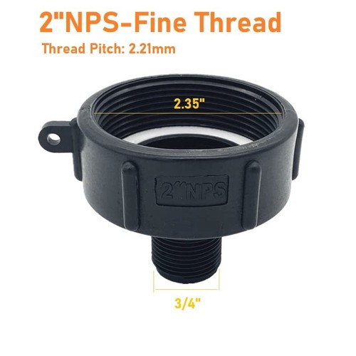 2PCS 275 330 Gallon IBC Tote Water Tank Adapter 2"NPS Fine Thread x 3/4" BSP/... - Picture 2 of 6