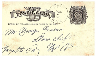 US Postal Card Beige 1 Cent Postkarte Flooring West Virginia 1883?