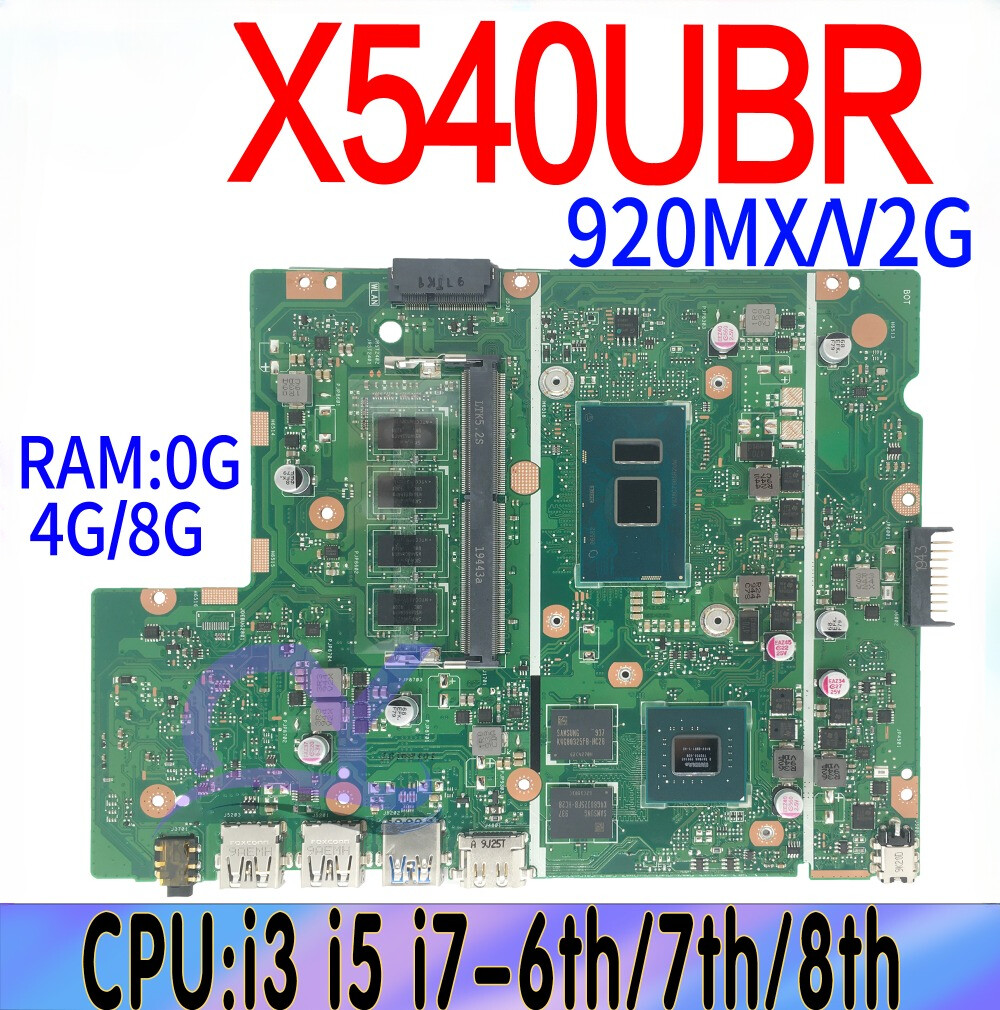 ASUS X540UBR X540UV Laptop Motherboard for i3 i5 i7 6th 7th 8th Gen with 0G or 4G RAM-image