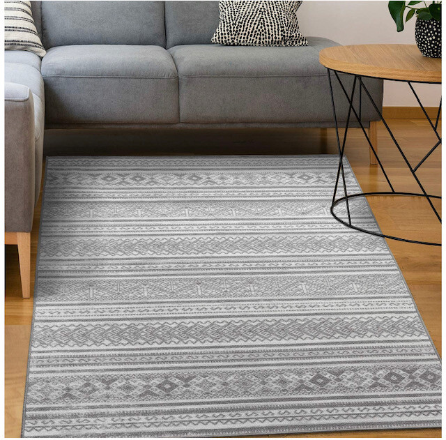 Alfombras NonSkid 5x7 Rubber Backing Moroccan Geometric Low Profile