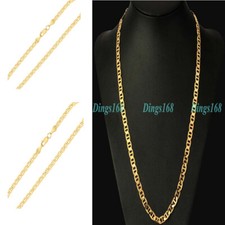 Ladies 18K Gold Filled 2mm Thin 24" Flat Mariner Link Anchor Chain Necklace G081