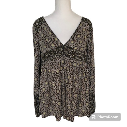 Yihaojia Women's Boho Floral Print V-Neck Long Sleeve Tunic Top - Plus Size Blouse - View #10