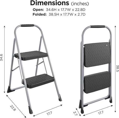 Versatile 2-Step Gray Step Stool with Comfortable Grip - Ideal for All Rooms - Picture 10 of 10
