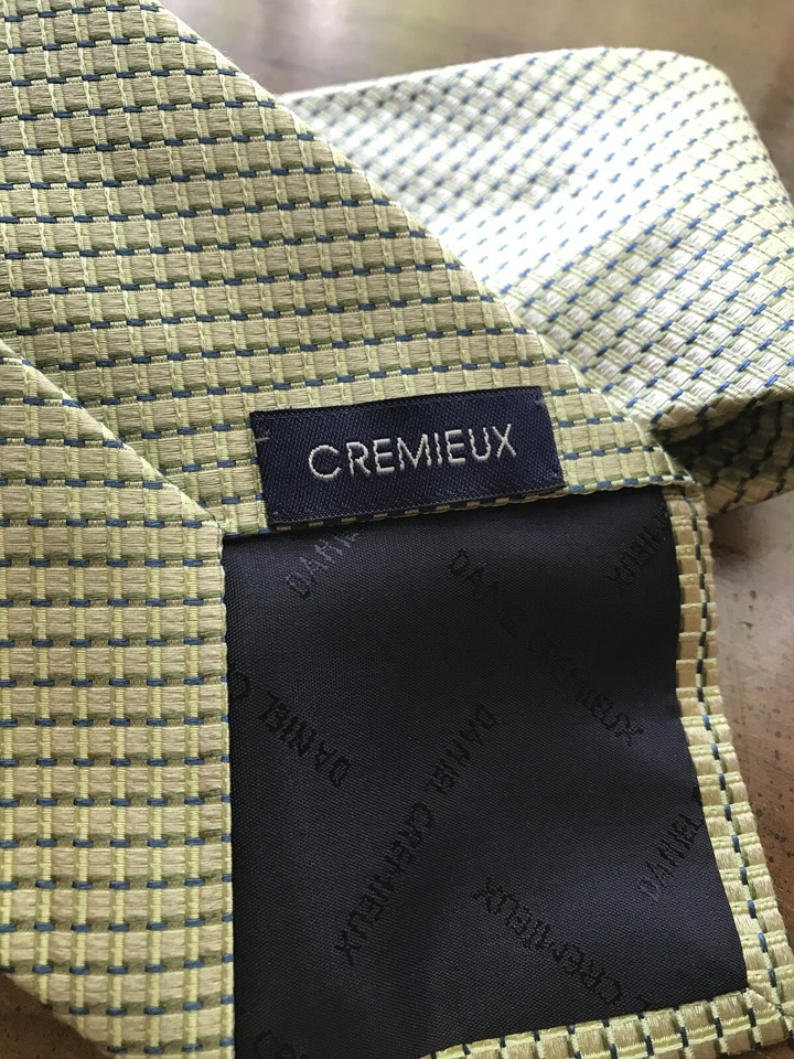 Corbata de cuello DANIEL CREMIEUX verde/azul patrón tejido 100 % ancho seda 4" ancho Foto 3 de 4