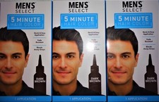 Lot of 3 /  14.95 SELECT Men's 5 Minute DARK BROWN Hair Color Permanent Dye  