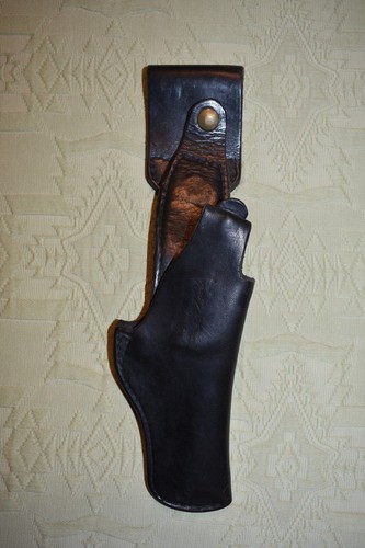 Duty Pistol Holster Unbranded Black Leather Fits Revolver w/3-1/2" Barrel VTG