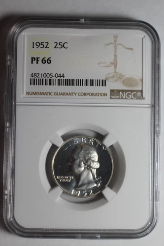 1952 PF 66 Washington Quarter NGC #44 Blast White Cameo Obverse