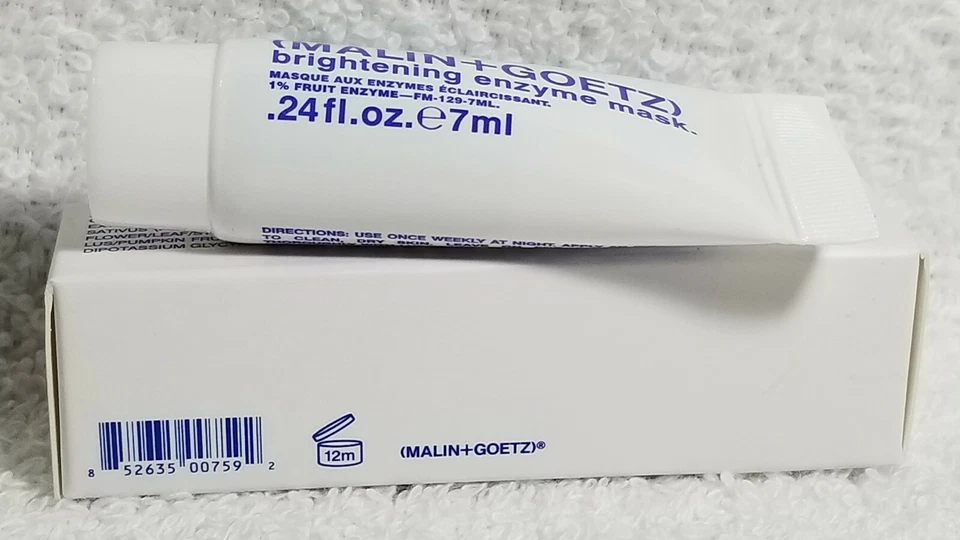 Malin+Goetz BRIGHTENING ENZYME MASK 1% Fruit Enzyme Night/PM Tube .24 oz/7mL New - Image 4 of 4
