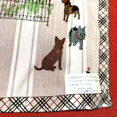 BURBERRY Cotton Scarf Handkerchief Dog Stripe Pink Nova