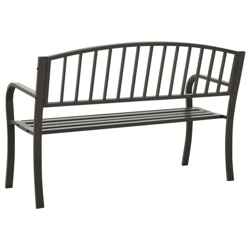 Garden Bench Grey 120cm Steel Outdoor Patio 2 Seater Park Seat Balcony Chair - Picture 4 of 6
