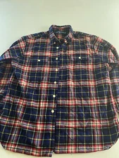 VTG Polo Ralph Lauren Flanel Plaid LONG SLEEVE SHIRT Large L 16.5 x 34/35 
