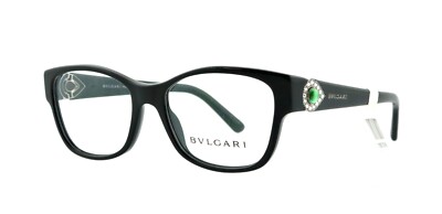 New BVLGARI BV4074-B 501 51mm Black Jeweled Eyeglasses Frames Italy