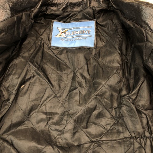 X Element Medium Black USA Leather Asymmetric Zip Vintage Motorcycle Jacket - Picture 10 of 12