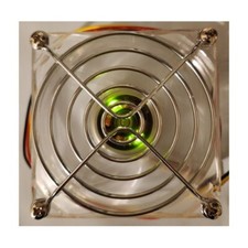 CLEAR 80MM 2 BLINKING GREEN LED FAN WITH FAN GAURD