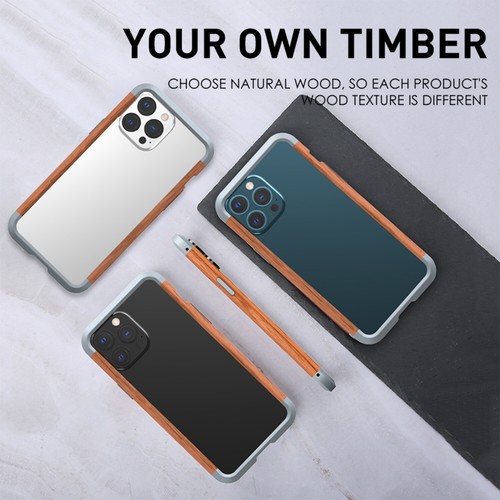 Coque rigide pare-chocs cadre hybride bois + métal véritable pour iPhone 13 Pro Max - Photo 19 sur 20