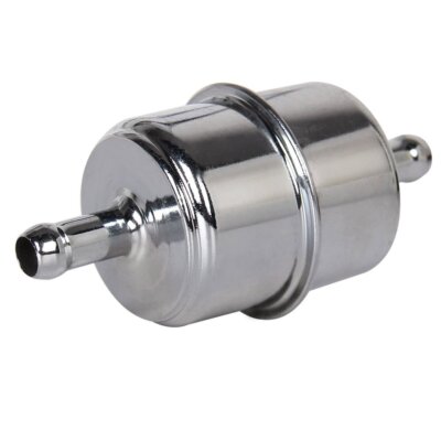 9746 Fuel Filter Chrome Canister Fits 3/8'' ID Hose Carburetor Inline Gas Filter