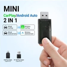 2in1 Wireless CarPlay Adapter Android Auto Car Auto Navigation Player USB Dongle