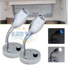 2x 12v Rv Led Flexible Reading Lights Bedside Wall Mount Boat Cabin Map Lamp