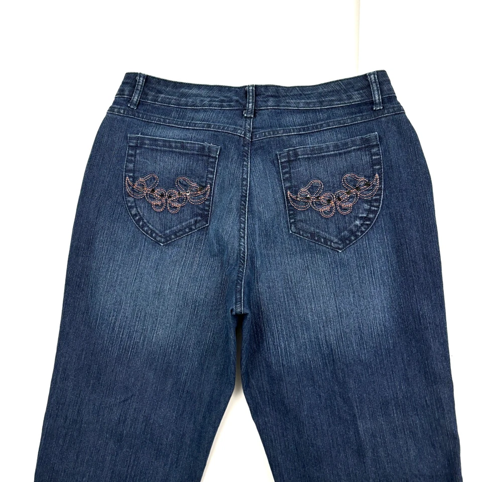 Vaqueros de mezclilla azul lavado oscuro Jeanstar de pierna recta para mujer talla 12 Foto 4 de 4