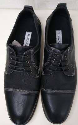Ferro Aldo Mens 10.5 Black Lace Up Textured Leather Cap Toe  display picture 1