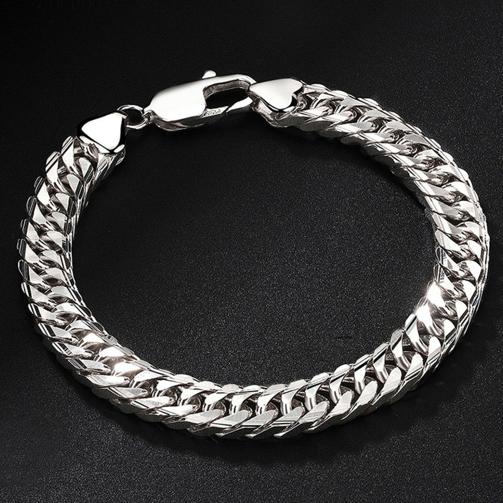 Pure Platinum 950 Chain Men  4mm Curb Cuban Link Bracelet 14.07g/8.2inch