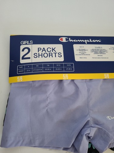 NWT Girl's CHAMPION 2 Pack Shorts purple/black logo Size 5/6 - Picture 3 of 3