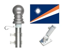 Marshall Islands 3'x5' Poly Flag & Spinner Flagpole Set w/Adjustable Bracket
