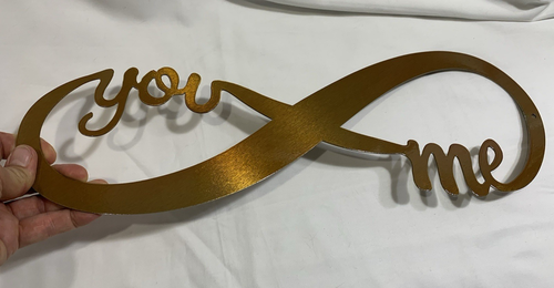 You and Me Metal Sign Wall Decor, Cut Out Decoration Yellow Gold Redline Steel - Picture 5 of 6