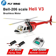Flywing Bell 206 V3 RC Helicopter 6CH 3D GPS Auto Return 4 Blade 1/16 Aircraft