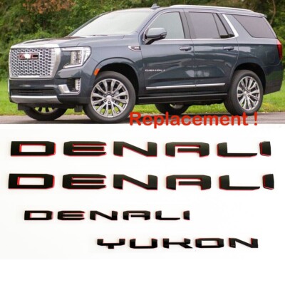 Black Red Door Rear Denali Yukon Emblems Letters 2021-2023 GMC Yukon Yukon XL