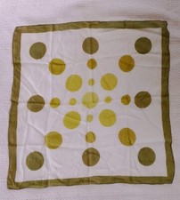 SCARF VINTAGE AUTHENTIC POLKA DOTS Green White 27" SQUARE Silk
