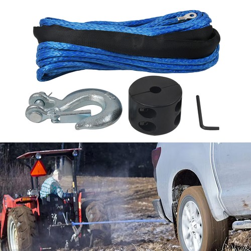 1/4" x 50' Synthetic Winch Line Cable Rope with Sleeve + Winch Hook For ATV UTV - Foto 4 di 14