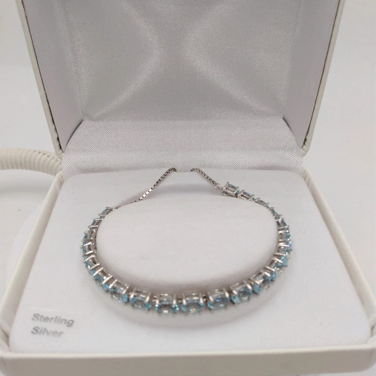 Kohls Sterling Silver Blue Topaz Adjustable Slide Bolo Bracelet