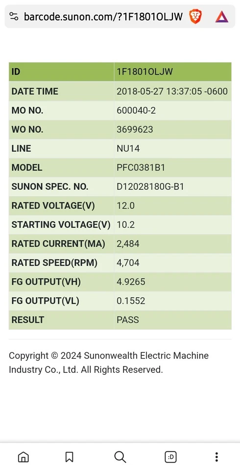 Mining Fan Sunon Model sunon model PFC0381B1-Q10C-S99 - Image 4 of 4