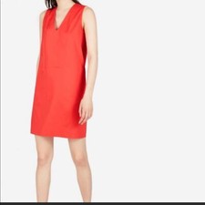 EVERLANE THE COTTON POPLIN V-NECK DRESS WOMENS SIZE 2