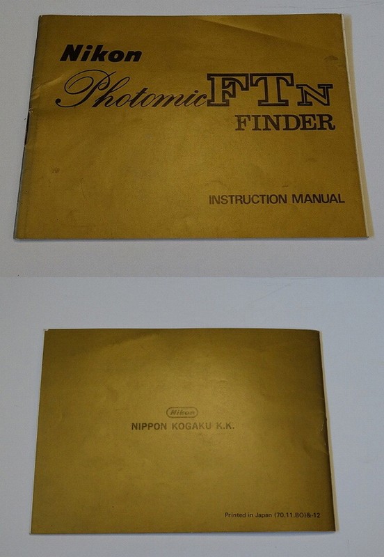 Vintage Original Nikon Photomic FTn Finder Instruction Manual 70.11.BO Japan VGC