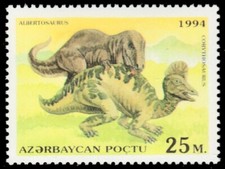AZERBAIJAN 449 - Dinosaurs "Albertosaurus and Corythosaurus" (pb76505)