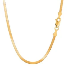 14k Yellow Real Solid Gold Imperial Herringbone Chain Necklace, 3.0mm, 20"